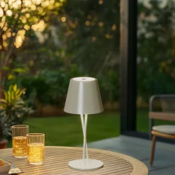 Dekorationsbelysning|Terrassebelysning ^ Lindby LED genopladelig bordlampe Janea CROSS, grøn, metal