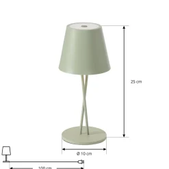 Dekorationsbelysning|Terrassebelysning ^ Lindby LED genopladelig bordlampe Janea CROSS, grøn, metal