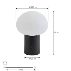 Lindby Dekorationsbelysning|Terrassebelysning > LED genopladelig bordlampe Zelie, sort, aluminium, IP44