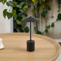 Dekorationsbelysning|Terrassebelysning ^ Lindby LED genopladelig bordlampe Ayva, sort, aluminium, IP44