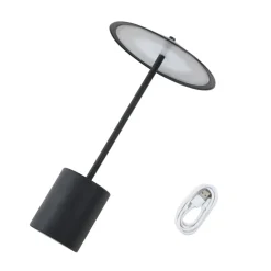Dekorationsbelysning|Terrassebelysning ^ Lindby LED genopladelig bordlampe Ayva, sort, aluminium, IP44