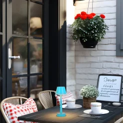 Lindby Dekorationsbelysning|Terrassebelysning > LED genopladelig lampe Gaja, blå, USB, IP44, RGBW, dæmpbar