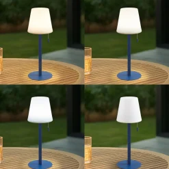 Lindby Dekorationsbelysning|Terrassebelysning > LED genopladelig lampe Azalea blå aluminium CCT højdejusterbar