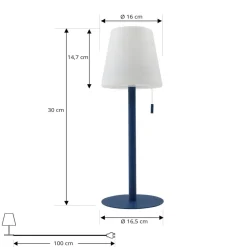 Lindby Dekorationsbelysning|Terrassebelysning > LED genopladelig lampe Azalea blå aluminium CCT højdejusterbar