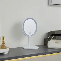 Lindby Møbel Og Interiør > LED genopladeligt spejl Renki, hvid, plast, dæmpbar