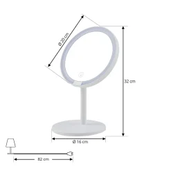 Lindby Møbel Og Interiør > LED genopladeligt spejl Renki, hvid, plast, dæmpbar