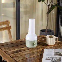 Lindby Dekorationsbelysning|Terrassebelysning > LED genopladelig udendørs bordlampe Isaline, grøn, dæmpbar