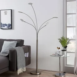 Lindby Gulvlamper|Gulvlamper > LED-gulvlampe Anea, 179 cm, 5 lyskilder, nikkelfarvet