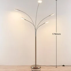 Lindby Gulvlamper|Gulvlamper > LED-gulvlampe Anea, 179 cm, 5 lyskilder, nikkelfarvet