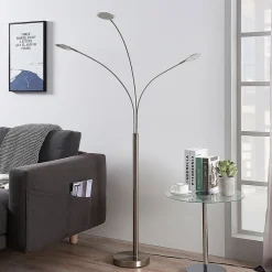 Lindby Pendellamper|Gulvlamper > LED-gulvlampe Anea, 168 cm, 3 lyskilder, nikkelfarvet