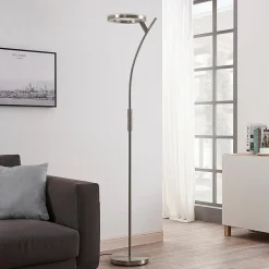 Lindby Pendellamper > LED-gulvlampe Darion, grå, metal, dæmpbar, 180 cm