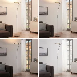 Lindby Pendellamper > LED-gulvlampe Darion, grå, metal, dæmpbar, 180 cm