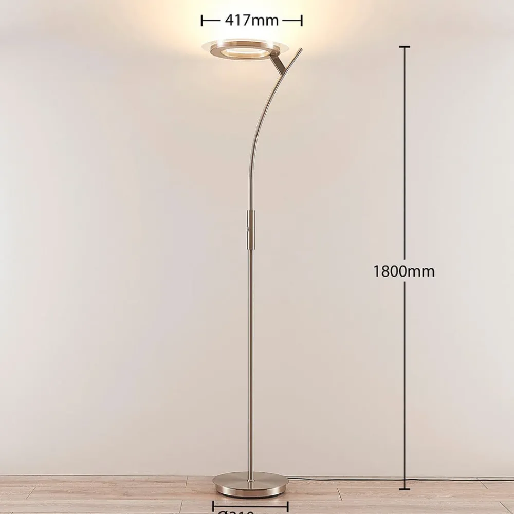 Lindby Pendellamper > LED-gulvlampe Darion, grå, metal, dæmpbar, 180 cm