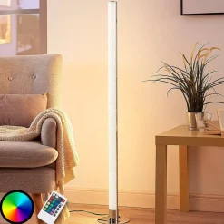 Pendellamper|Gulvlamper ^ Lindby LED-gulvlampe Hadis, RGB, fjernbetjening, hvid, 120 cm