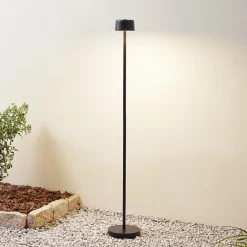 Lindby Terrassebelysning > LED-gulvlampe Isason, sort, aluminium, Ø 11 cm