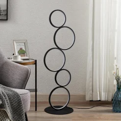 Lindby Gulvlamper > LED-gulvlampe Jacek, sort, metal, 110 cm, ringe