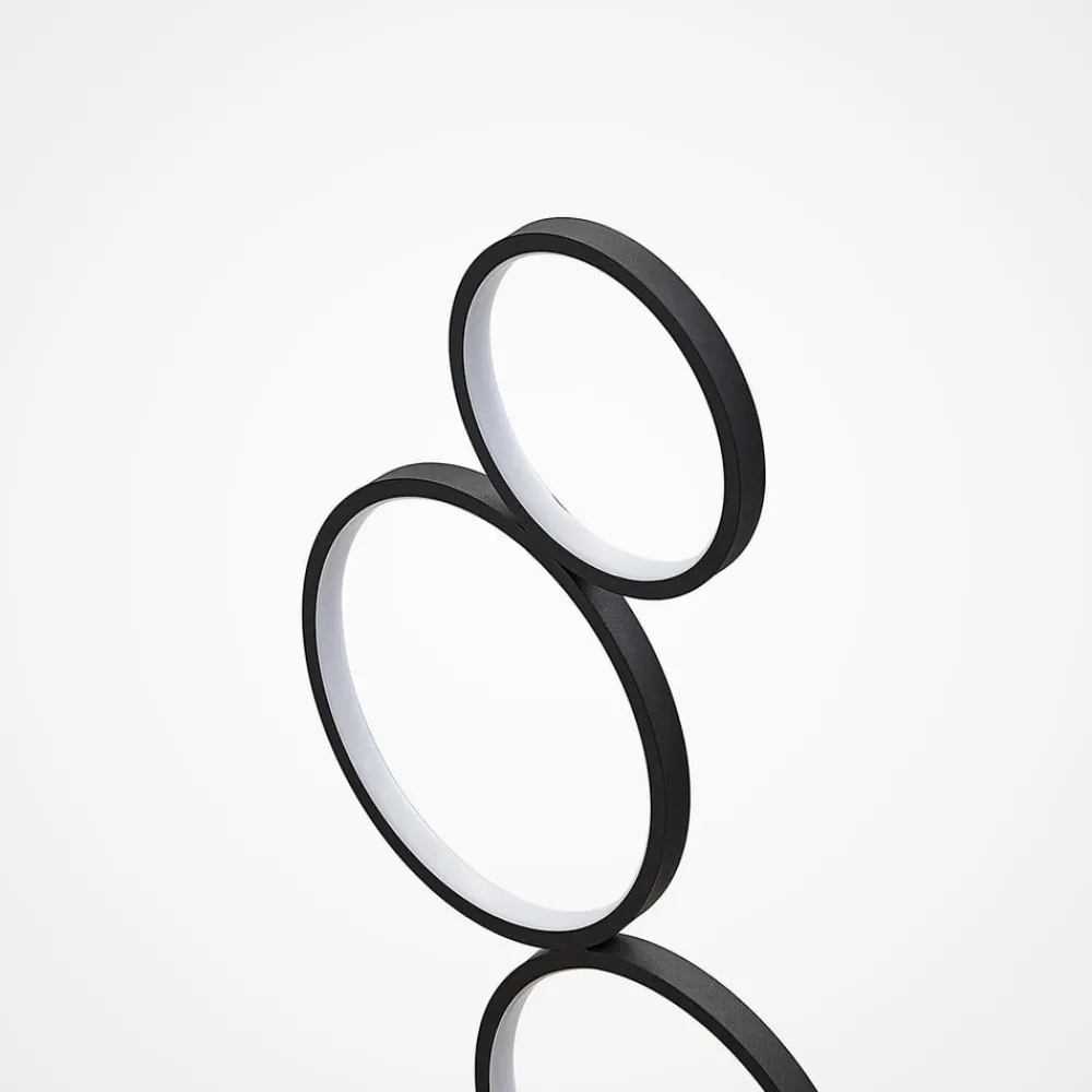 Lindby Gulvlamper > LED-gulvlampe Jacek, sort, metal, 110 cm, ringe