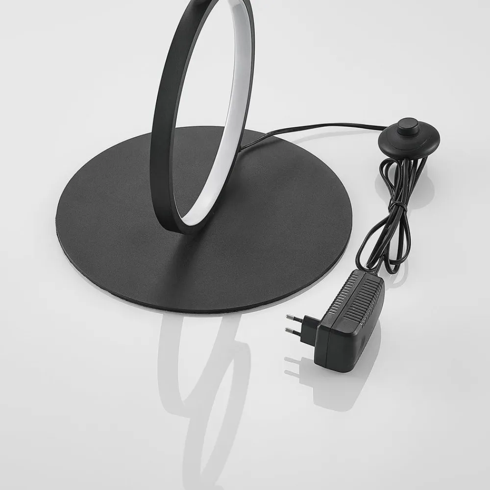 Lindby Gulvlamper > LED-gulvlampe Jacek, sort, metal, 110 cm, ringe