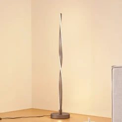 Pendellamper|Gulvlamper ^ Lindby LED-gulvlampe Jaren, sort/brun, 114 cm, CCT