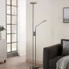 Pendellamper|Gulvlamper ^ Lindby LED-gulvlampe Jonne, rund, læsearm, dæmpbar, 180 cm