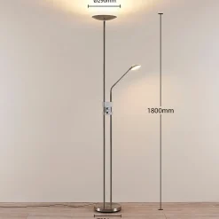Pendellamper|Gulvlamper ^ Lindby LED-gulvlampe Jonne, rund, læsearm, dæmpbar, 180 cm