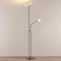 Pendellamper|Gulvlamper ^ Lindby LED-gulvlampe Jonne, rund, læsearm, dæmpbar, 180 cm