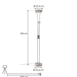 Gang|Pendellamper ^ Lindby LED-gulvlampe Josefin, nikkel, læselampe, dæmpbar