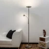 Lindby Gulvlamper|Gulvlamper > LED-gulvlampe Malea, nikkel, læselampe, dæmpbar