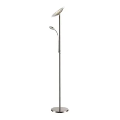 Lindby Gulvlamper|Gulvlamper > LED-gulvlampe Malea, nikkel, læselampe, dæmpbar