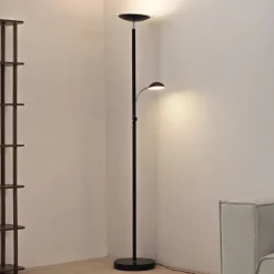 Gulvlamper|Gulvlamper ^ Lindby LED-gulvlampe Malea, sort, læselampe, dæmpbar