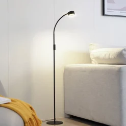 Lindby Arbejdsrum/Kontor > LED-gulvlampe Maori, 140 cm, sort, CCT, dæmpbar