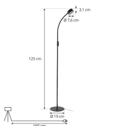 Lindby Arbejdsrum/Kontor > LED-gulvlampe Maori, 140 cm, sort, CCT, dæmpbar