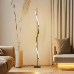 Lindby Gang|Gulvlamper > LED-gulvlampe Munja, sort, metal, dæmpbar