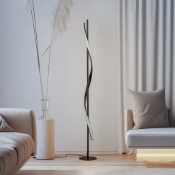 Lindby Gang|Gulvlamper > LED-gulvlampe Munja, sort, metal, dæmpbar
