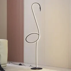 Lindby Gang|Gulvlamper > LED-gulvlampe Pajaro, 130 cm, sort, CCT, dæmpbar