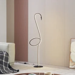 Lindby Gang|Gulvlamper > LED-gulvlampe Pajaro, 130 cm, sort, CCT, dæmpbar