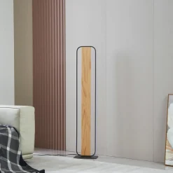 Gulvlamper|Gulvlamper ^ Lindby LED-gulvlampe Romilda, grå, træ, højde 122 cm