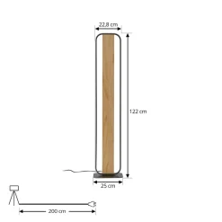 Gulvlamper|Gulvlamper ^ Lindby LED-gulvlampe Romilda, grå, træ, højde 122 cm