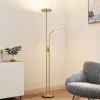 Lindby Gulvlamper|Gulvlamper > LED-gulvlampe Seppa, rund, messing, metal, 180 cm