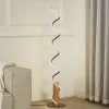 Pendellamper|Gulvlamper ^ Lindby LED-gulvlampe Spiraali, grå, træ, højde 133 cm