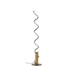 Pendellamper|Gulvlamper ^ Lindby LED-gulvlampe Spiraali, grå, træ, højde 133 cm