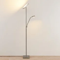 Lindby Gulvlamper|Gulvlamper > LED-gulvlampe Sumani, kantet, nikkel, højde 180 cm