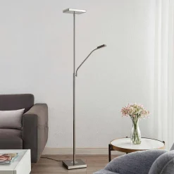 Lindby Gulvlamper|Gulvlamper > LED-gulvlampe Sumani, kantet, nikkel, højde 180 cm