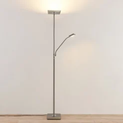 Lindby Gulvlamper|Gulvlamper > LED-gulvlampe Sumani, kantet, nikkel, højde 180 cm