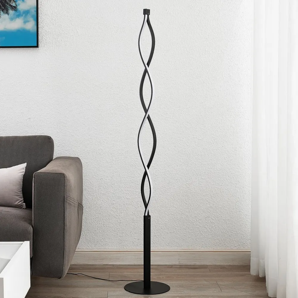 Lindby Pendellamper|Gulvlamper > LED-gulvlampe Welina, sort, 150 cm, dæmpbar