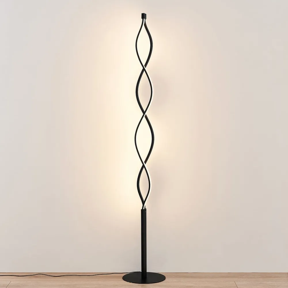 Lindby Pendellamper|Gulvlamper > LED-gulvlampe Welina, sort, 150 cm, dæmpbar