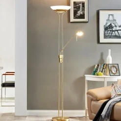 Lindby Gulvlamper|Gulvlamper > LED-gulvlampe Yveta, messing, metal, dæmpbar, 183 cm