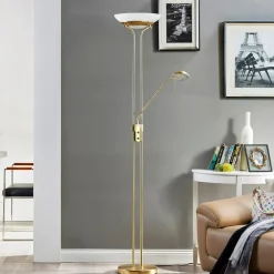 Lindby Gulvlamper|Gulvlamper > LED-gulvlampe Yveta, messing, metal, dæmpbar, 183 cm