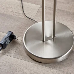 Lindby Pendellamper|Gulvlamper > LED-gulvlampe Yveta, nikkelfarvet, metal, dæmpbar