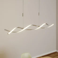 Pendellamper|Pendellamper ^ Lindby LED-hængelampe Auron, nikkelfarvet, metal, dæmpbar